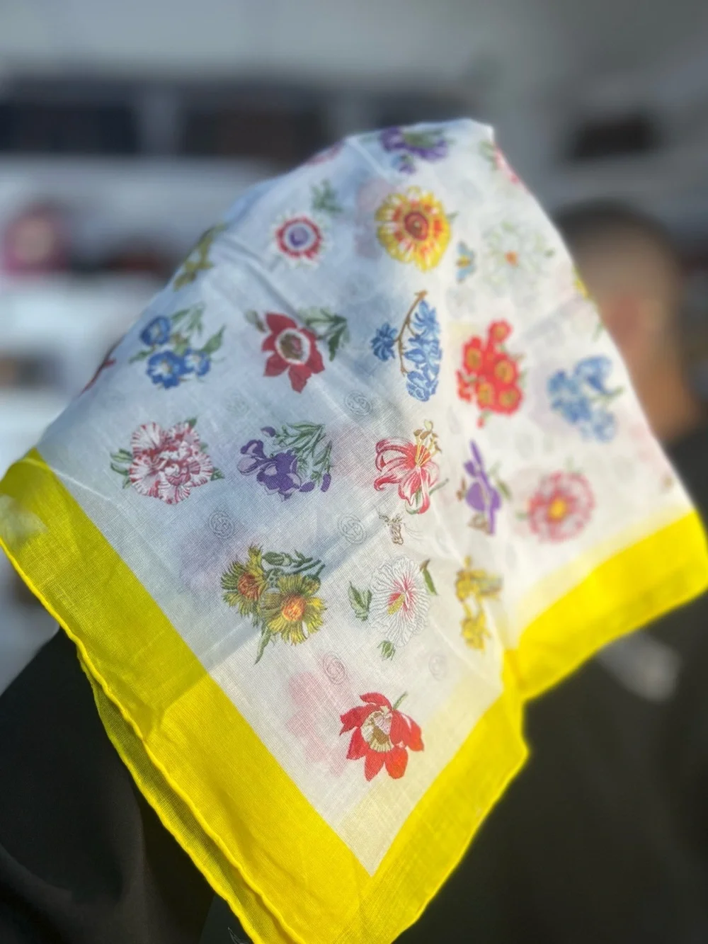 Gucci Rare Floral Cotton Blend Vintage Scarf